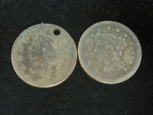 1854 & 1856 US Large Cents