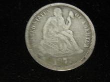 1877 Seated Liberty Dime "Love Token"