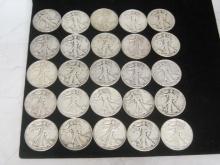 Lot of (25) Walking Liberty Half Dollars