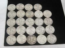Lot of (24) Walking Liberty Half Dollars
