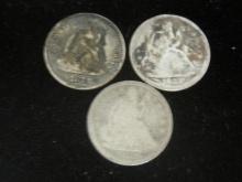 (3) Liberty Seated Half Dimes
