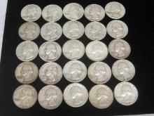 Lot of (25) 1950's- 1960's Silver Quarters