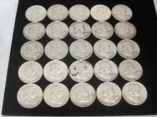 Lot of (25) Franklin Half Dollars