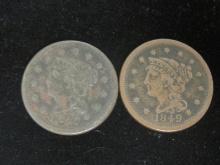 1847 & 1849 US Large Cents