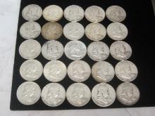 (25) Franklin Half Dollars