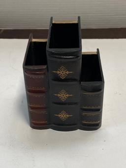 Decorative Wood Book Divided Container.