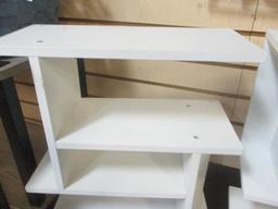 Pair White Wall Hanging Display Shelves.