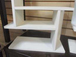 Pair White Wall Hanging Display Shelves.