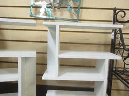 Pair White Wall Hanging Display Shelves.