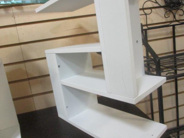 Pair White Wall Hanging Display Shelves.