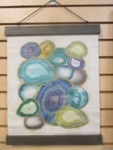 Abstract Vinyl Wall Hanging with Wood Edges