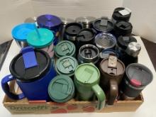 Box Lot of 24 Glasses, Mugs, Bottle, Most Insulated.