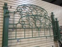 Heavy Queen Size Wood and Iron Headboard and Footboard with Rails.