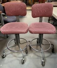 Pair of Rolling Padded Drafting Table Chairs.