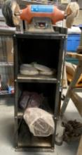 6'' Bench Buffer  Mounted on Metal 3 Shelf Stand. Needs Cleaning;