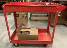 Metal Rolling Utility Cart and Sanding Supplies.