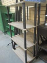 Pair Three Shelf Particle Board Display/Bookcase.