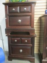 Pair Bassett Night Stands with Silver Toned Hardware. Two Drawers.