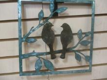 Metal Wall Hanging Teal Birds on a Limb.