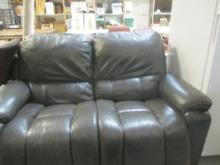 Dark Grey Leather Loveseat, Electric, Works.  Leather Little Worn on Legs.