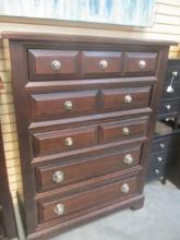 Basset Five Drawer Chest of Drawers with Silver Toned Hardware.