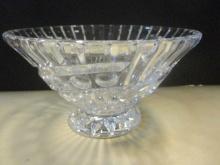 Crystal Bowl Art Deco Ribbed Line and Circle Design on Pedestal Base