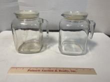 Two Bormioll Rocco Beverage Pitchers, Italy.