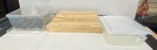 Box of Sharp Kitchen Knives and 3 Cutting Boards.