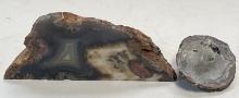 Agate With Colorful Banding and Small Agate Geode.
