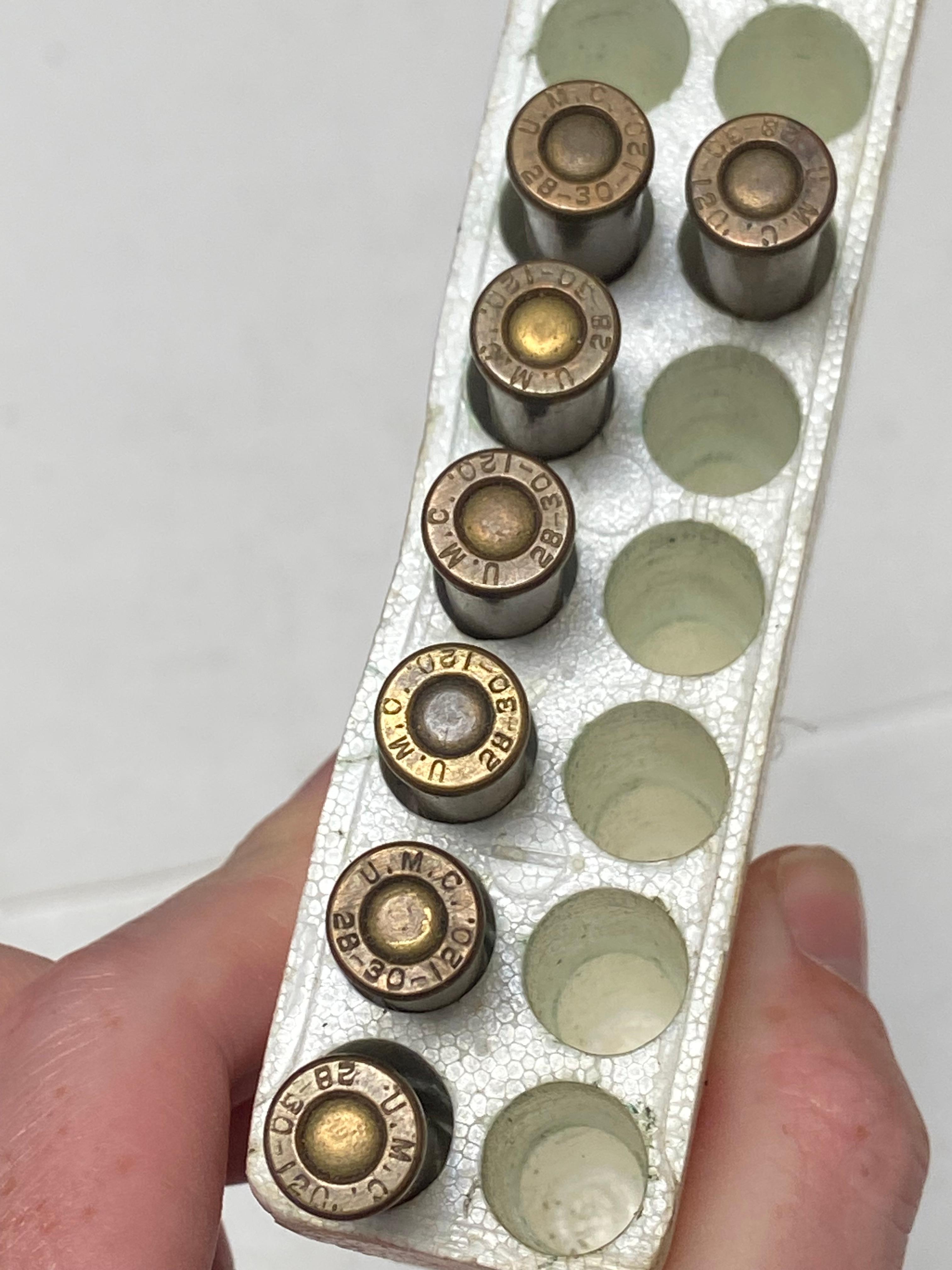 7rds. of Rare & Collectible .28-30-120 STEVENS Factory UMC Ammunition 