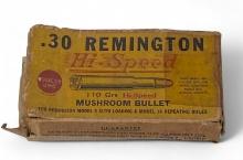 NIB Vintage and Collectible 12rds. of .30 REMINGTON 110gr. Remington Hi-Speed Ammunition 