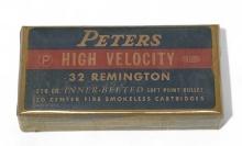 NIB Vintage and Collectible Sealed 20rds. of .32 REMINGTON 170gr. SP Peters High Velocity Ammunit...