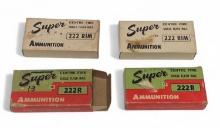 NIB Vintage 20rds. of .222 REM 50gr. SP Super Brass and 30rds. of .222R 50gr. SP Ammunition 