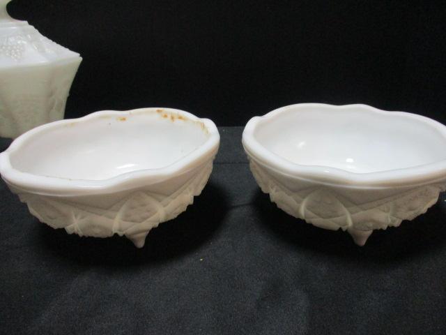 Milk Glass Lot, Eight Sherbet's, Four Bowls, and Lidded Compote.