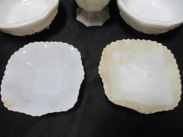 Milk Glass Lot, Eight Sherbet's, Four Bowls, and Lidded Compote.