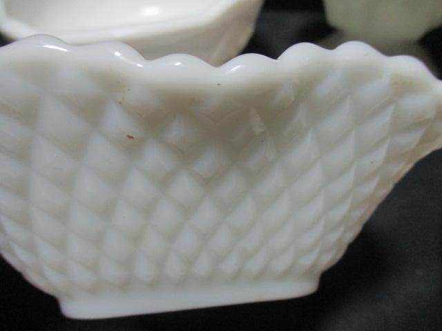 Milk Glass Lot, Eight Sherbet's, Four Bowls, and Lidded Compote.
