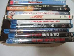 Eighteen DVD's, The Hunt for Red October, Jack Reacher, Fletch Lives, Etc.
