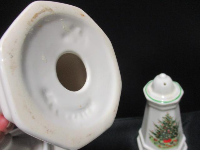 Pfaltzgraff Christmas Salt/Pepper Seven Coffee Mugs, Creamer/Sugar, Handled Soup Bowl and Odd Lid.