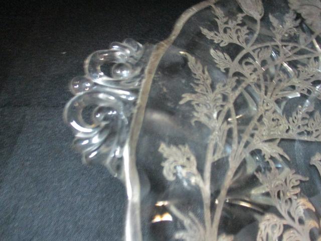 Silver Overlay Floral Cake plate with Handles.