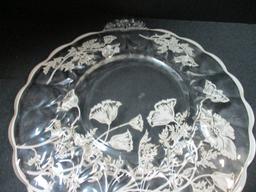 Silver Overlay Floral Cake plate with Handles.