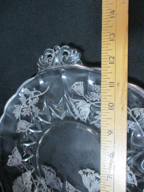 Silver Overlay Floral Cake plate with Handles.