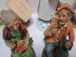 Four Holly Hobby Figurines and Old Man and Woman Figurine.