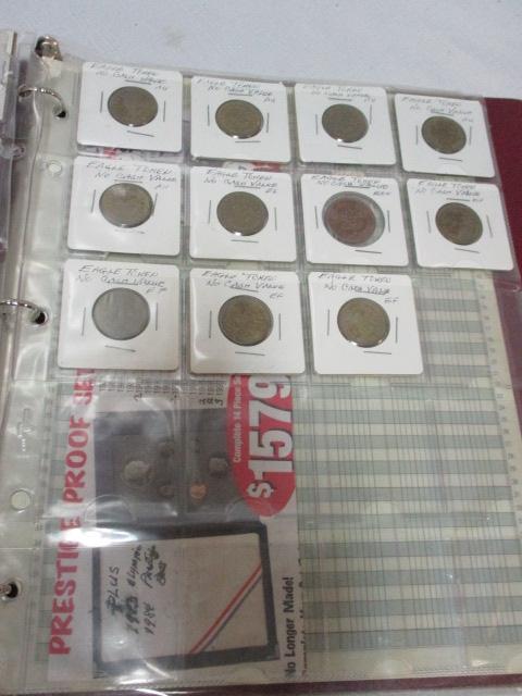 Album with Plastic Dividers with Tokens and Foreign Coins.