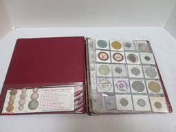 Album with Plastic Dividers with Tokens and Foreign Coins.