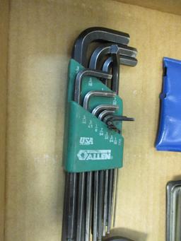 Eklind & Allen Metric and SAE Long Arm Ball Hex L-Key Sets, Center Punch Set 1/16-5/32.