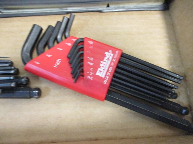 Eklind & Allen Metric and SAE Long Arm Ball Hex L-Key Sets, Center Punch Set 1/16-5/32.