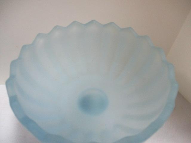 Blue Glass Compote and Two Frosted Glass Compote.