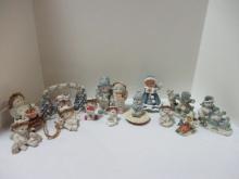 Box Lot of Angels, Snowmen, Bears, Figurines.