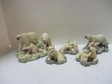 Five Figurines of Polar Bear Families.