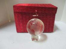 Heavy Large World Paperweight Ball with Base in Original Box.